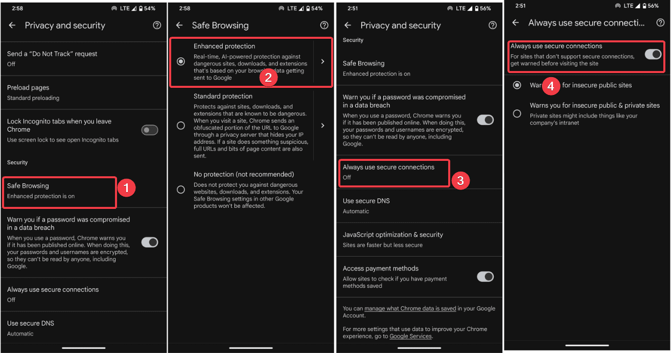 Protection améliorée Chrome