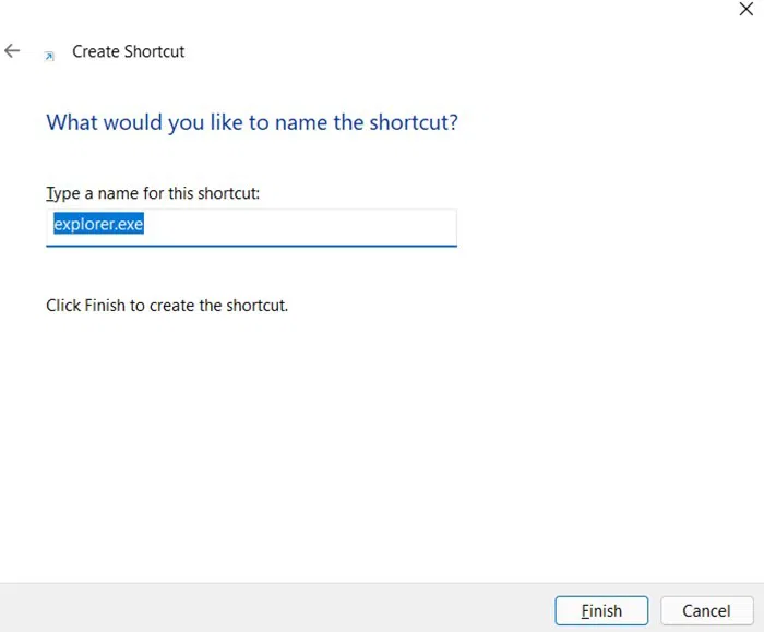 Nouveau nom de raccourci du dossier personnalisé de la barre des tâches Windows 11