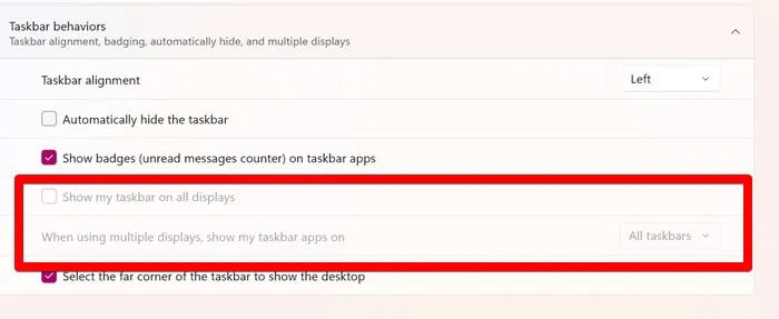 Affichage multiple de la barre des tâches Windows 11