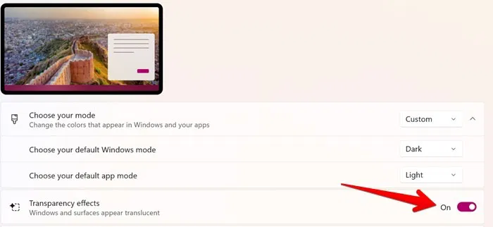 Barre des tâches Windows 11 transparente