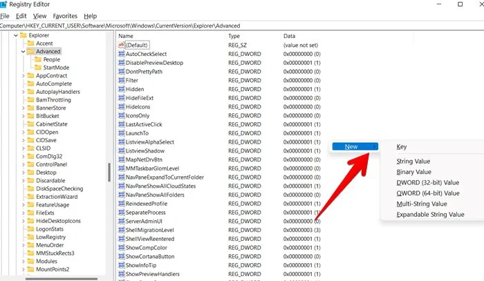 Barre des tâches Windows 11 Dernière activité Nouveau Dword
