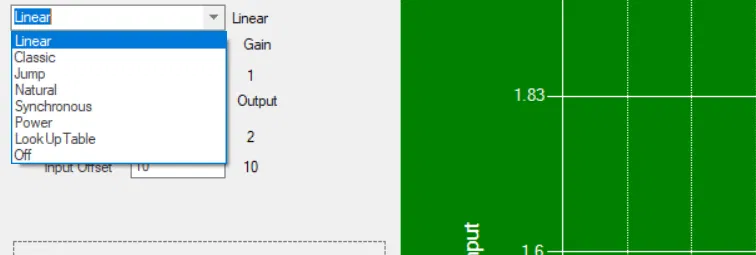 Menu Style d'accélération Raw Accel