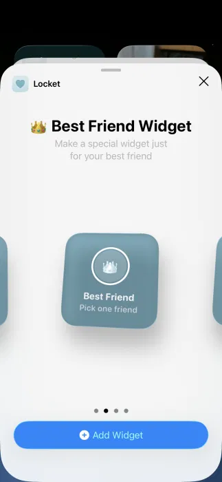 Sélection du type de widget pour Locket sur iPhone. 
