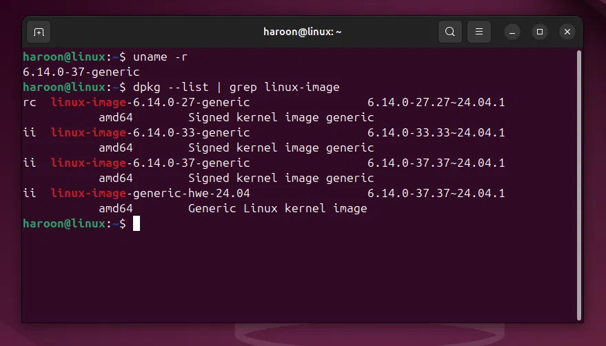 Vérification de tous les noyaux installés sur Ubuntu