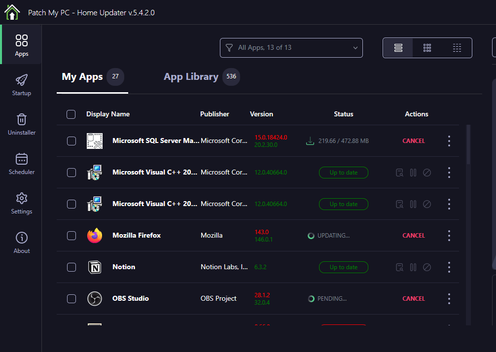 Mise à jour silencieuse de PatchmyPC