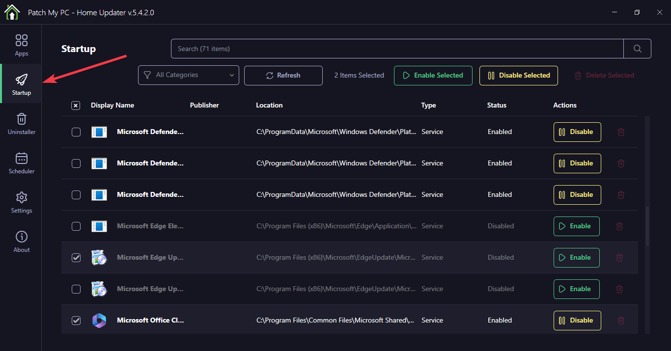 Démarrage du nettoyage PatchMyPC