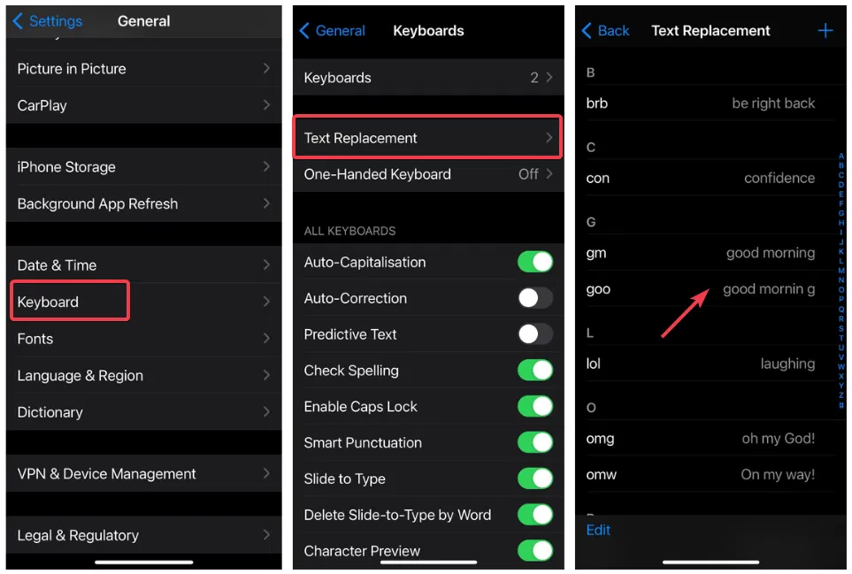Ajuster le remplacement du texte