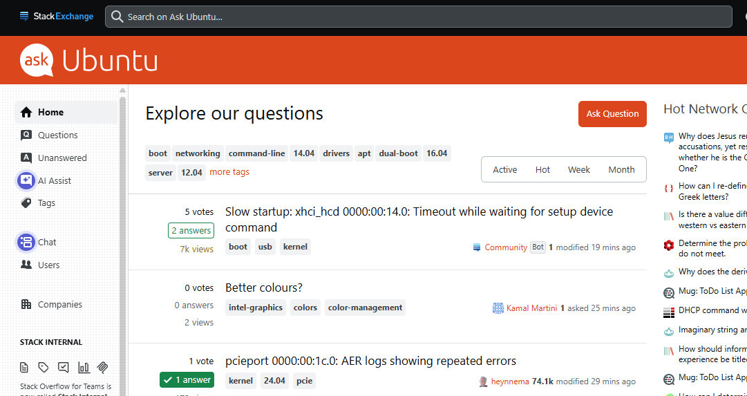 Assistance de la communauté Linux