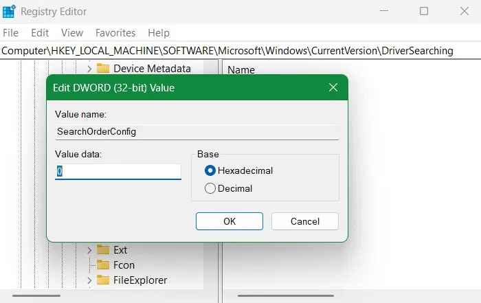Modifier DWordValue pour 