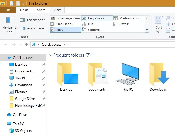 Redimensionner les icônes du bureau affiche la taille des icônes de l'explorateur de fichiers