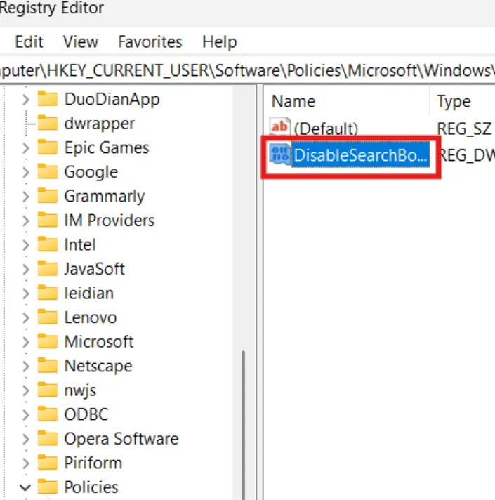 Renommer Windows Regedit