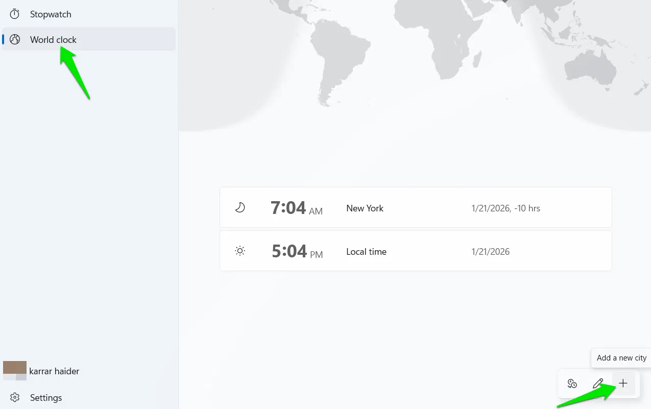 Horloge mondiale sous Windows