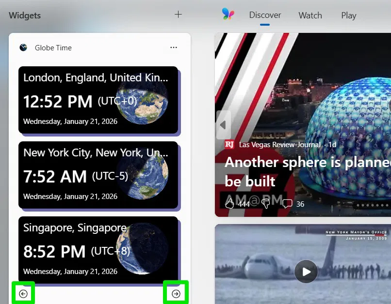 Globe Time Widget affichant l'heure dans les widgets