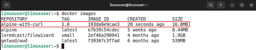 Nouvelle image avec les modifications de conteneur enregistrées