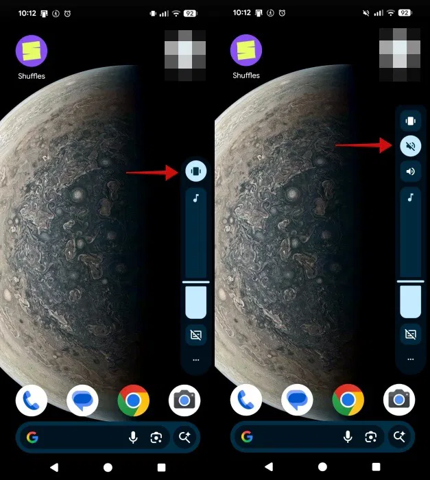 Désactiver le son via les boutons de volume sur l'appareil Pixel.