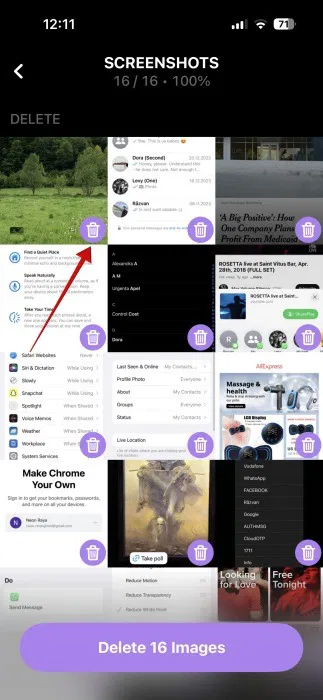 Récupération d'une photo après une session de balayage dans le dossier photo à l'aide de l'application Swipewipe sur iPhone.