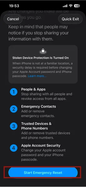 Réinitialisation d'urgence de démarrage de l'iPhone