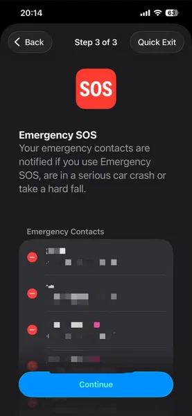 Contrôle de sécurité de l'iPhone Sos