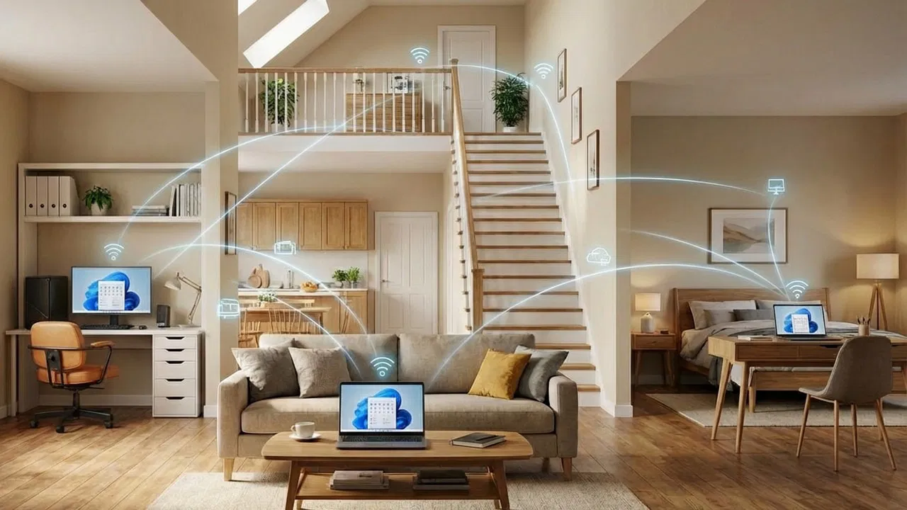 A home environment with multiple computers connected over network