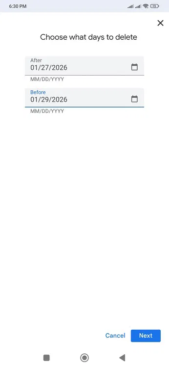 Plage de temps dans le Play Store