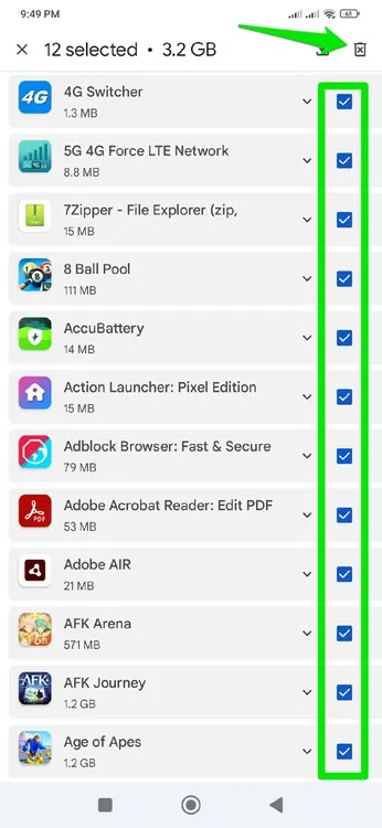 Suppression de toutes les applications désinstallées