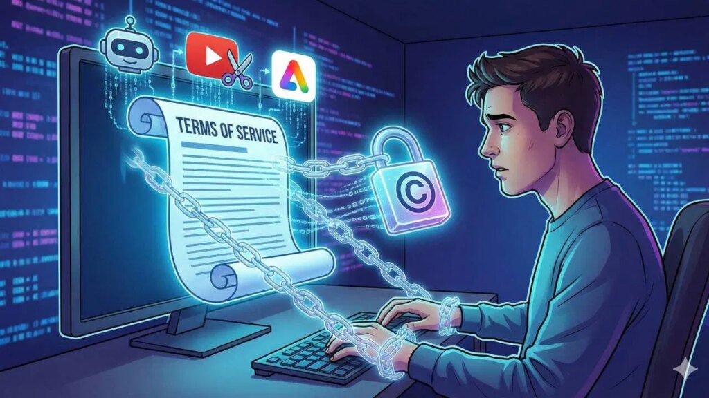A Man Struggling With Ai Copyright Ownership Issues Due To Tos Clauses