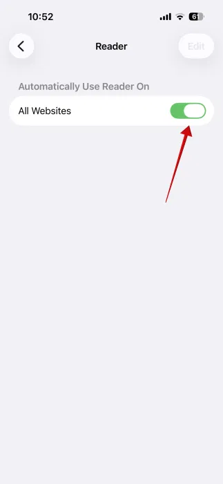 Forcer le mode lecture de Safari sur tous les sites Web