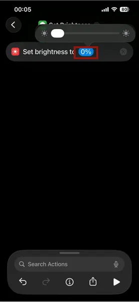 Luminosité des raccourcis iPhone