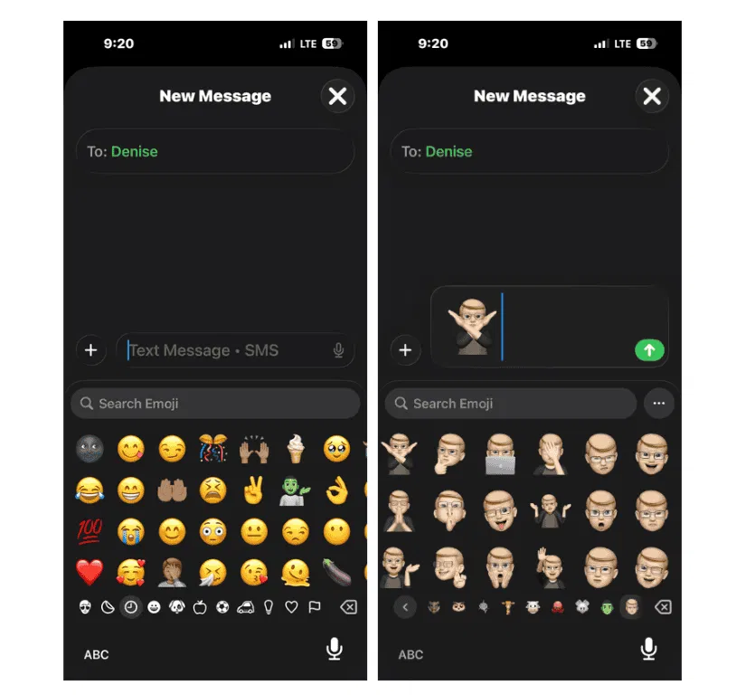 Envoyer des autocollants Memoji