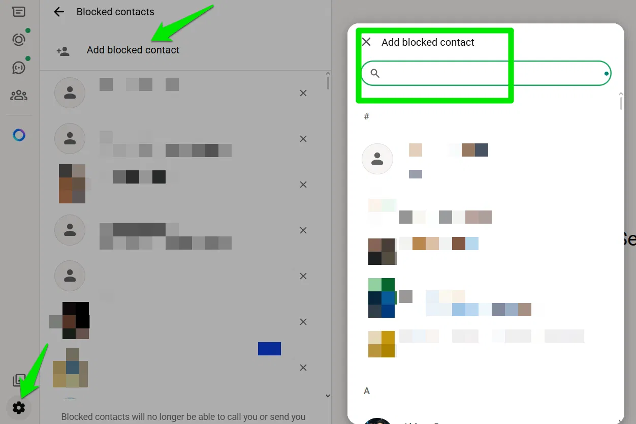 Liste de blocage du bureau WhatsApp