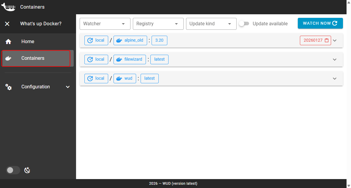 Surveiller les conteneurs Wud