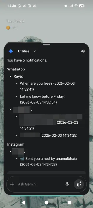 Notifications vocales Gemini lues