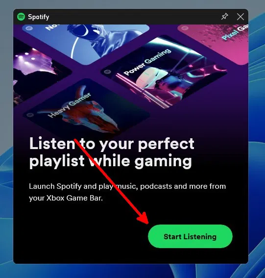 Barre de jeu Xbox Spotify
