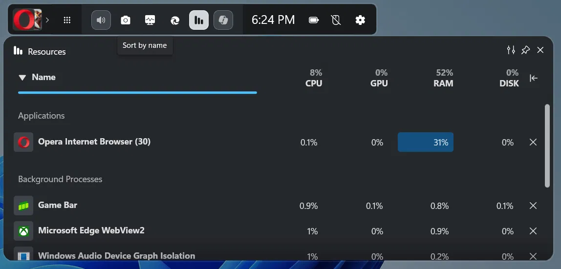 Section Plus de détails du widget Ressources affichant Opera aussi haut