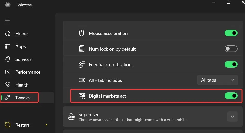 La loi sur les marchés numériques est modifiée dans Wintoys