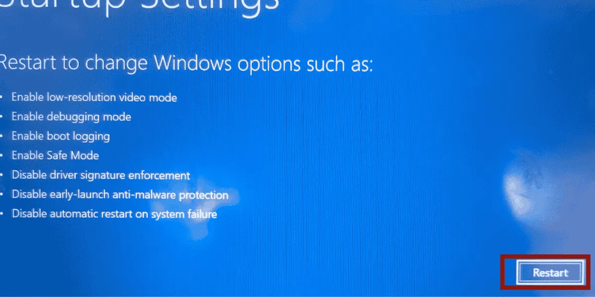 Redémarrage du démarrage de Windows