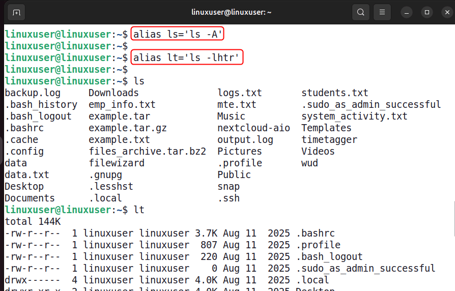 Liste dans l'ordre inverse