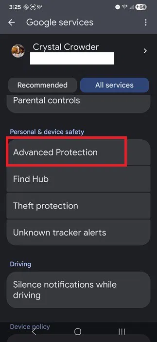 Accédez à la protection avancée sur Android.