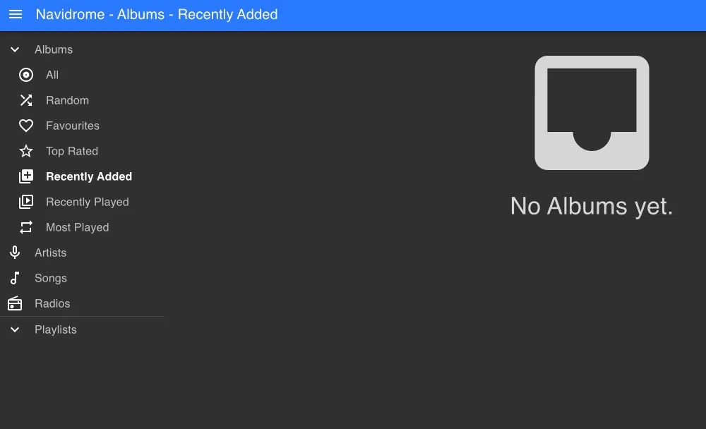 Page d'accueil du Navidrome