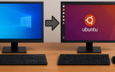 A Windows PC and an Ubuntu computer sitting side by side.