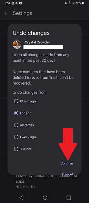Façons de récupérer des numéros de téléphone supprimés sur Android Google Annuler les modifications d'heure