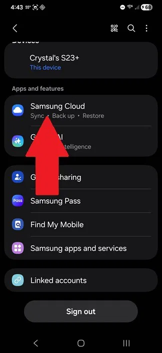 Accéder à Samsung Cloud.