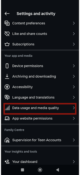 Utilisation des données Instagram sur Android
