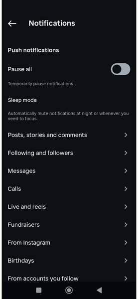 Notifications Instagram sur Android