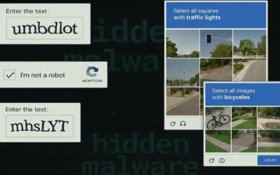 Samples of CAPTCHAs with hidden malware behind them.