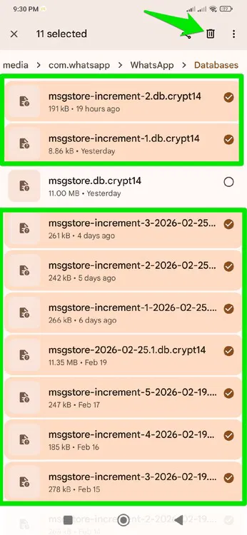 Supprimer des fichiers de sauvegarde dans Whatsapp