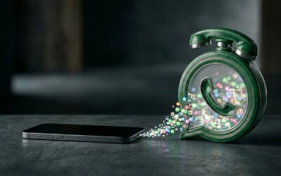 phone with a WhatsApp icon with content flowing from icon into the phone