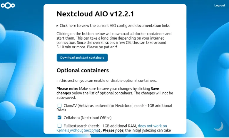 Télécharger les conteneurs de démarrage