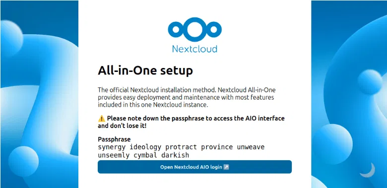 Interface Nextcloud Aio