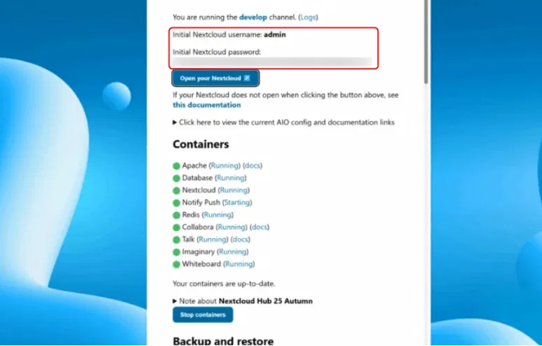 Exécution de conteneurs Nextcloud